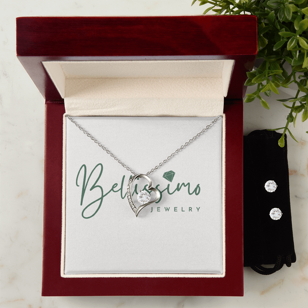 Forever Love Necklace and Cubic Zirconia Earring Set