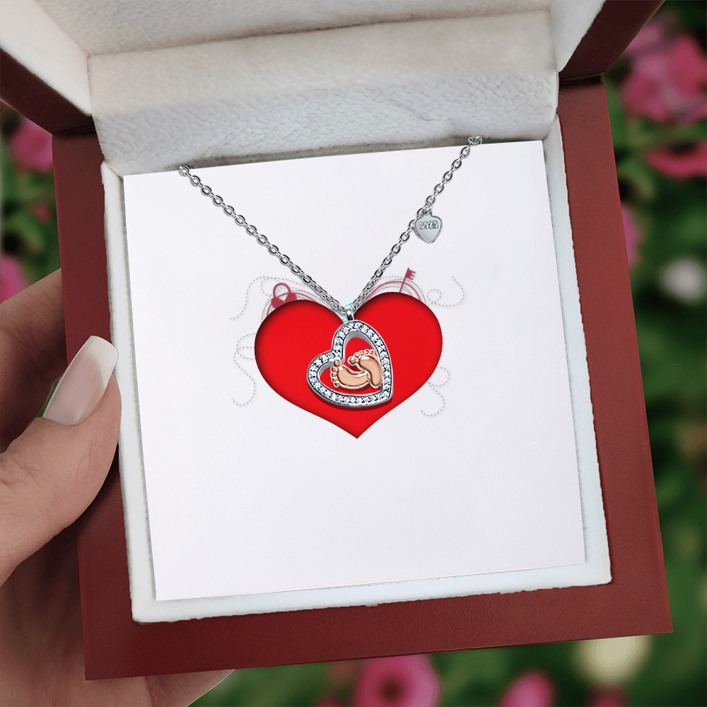 Baby Feet Heart Necklace