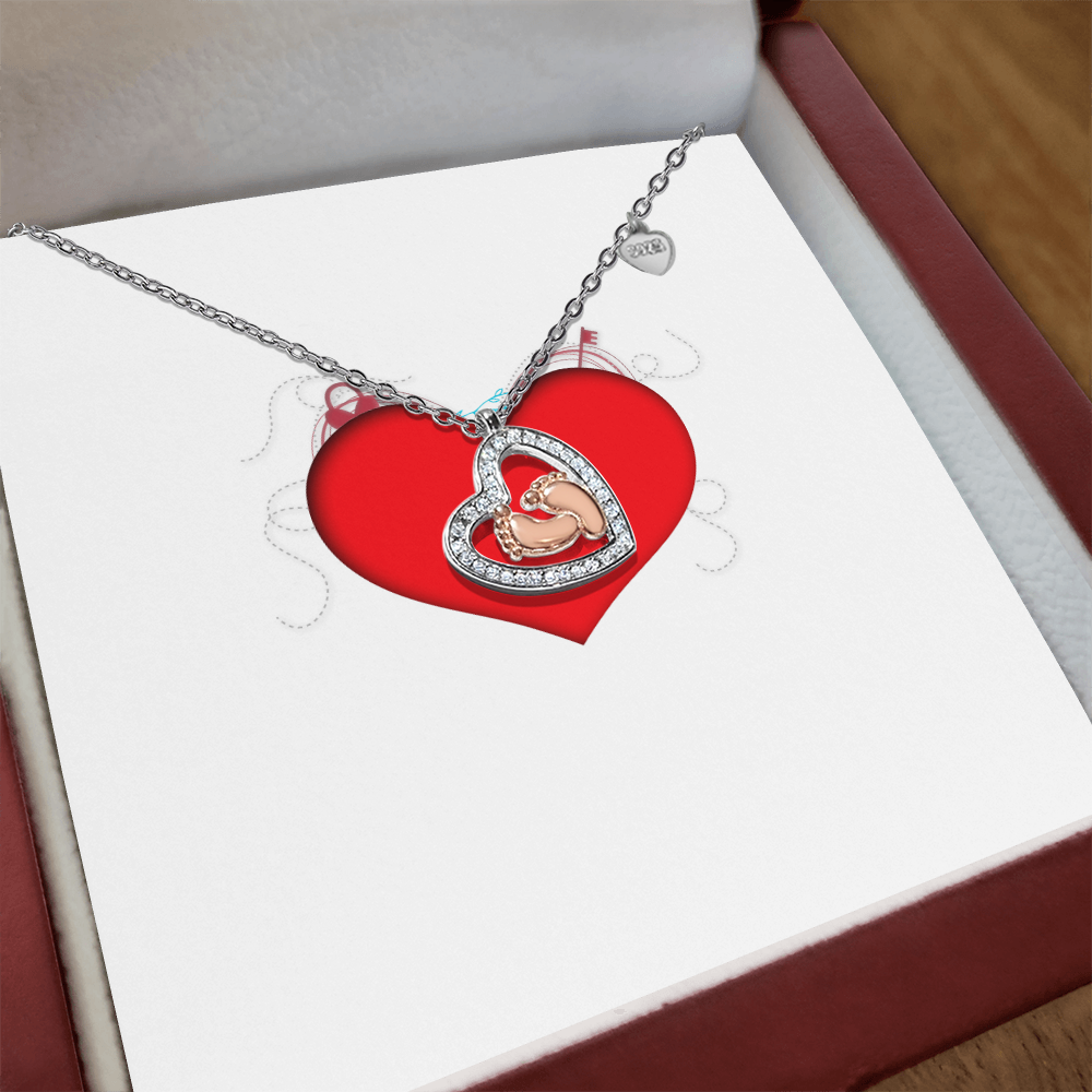 Baby Feet Heart Necklace