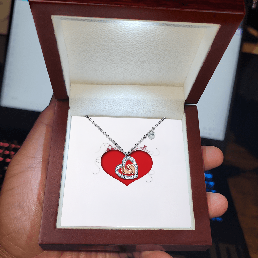 Baby Feet Heart Necklace