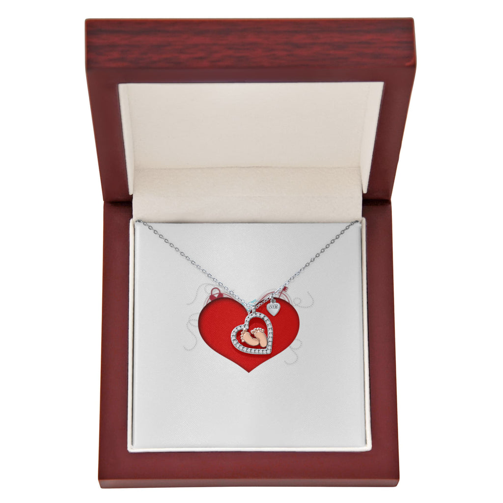 Baby Feet Heart Necklace
